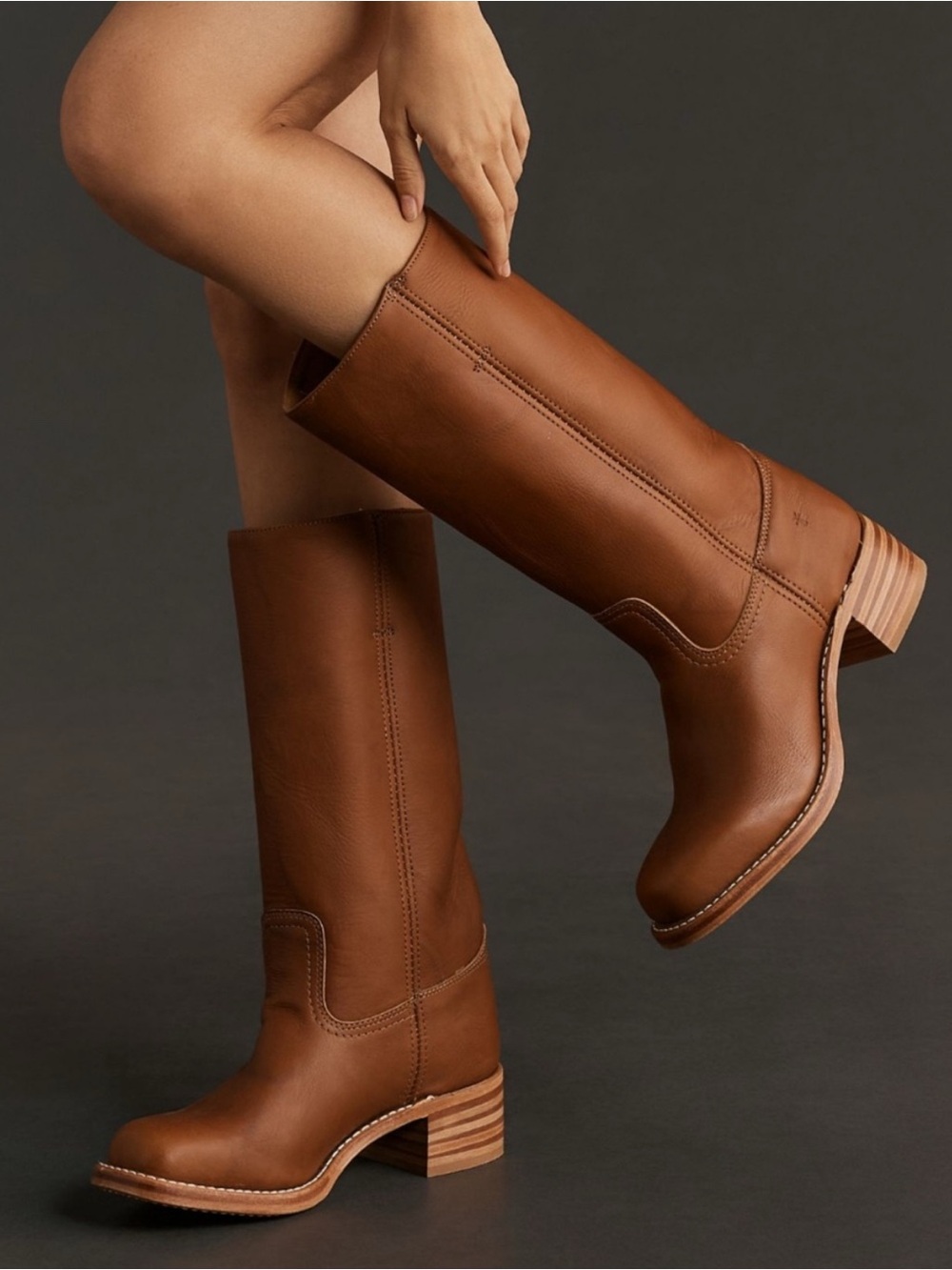 FRYE Campus 14L Leather Riding Boot in Saddle Size 6.5